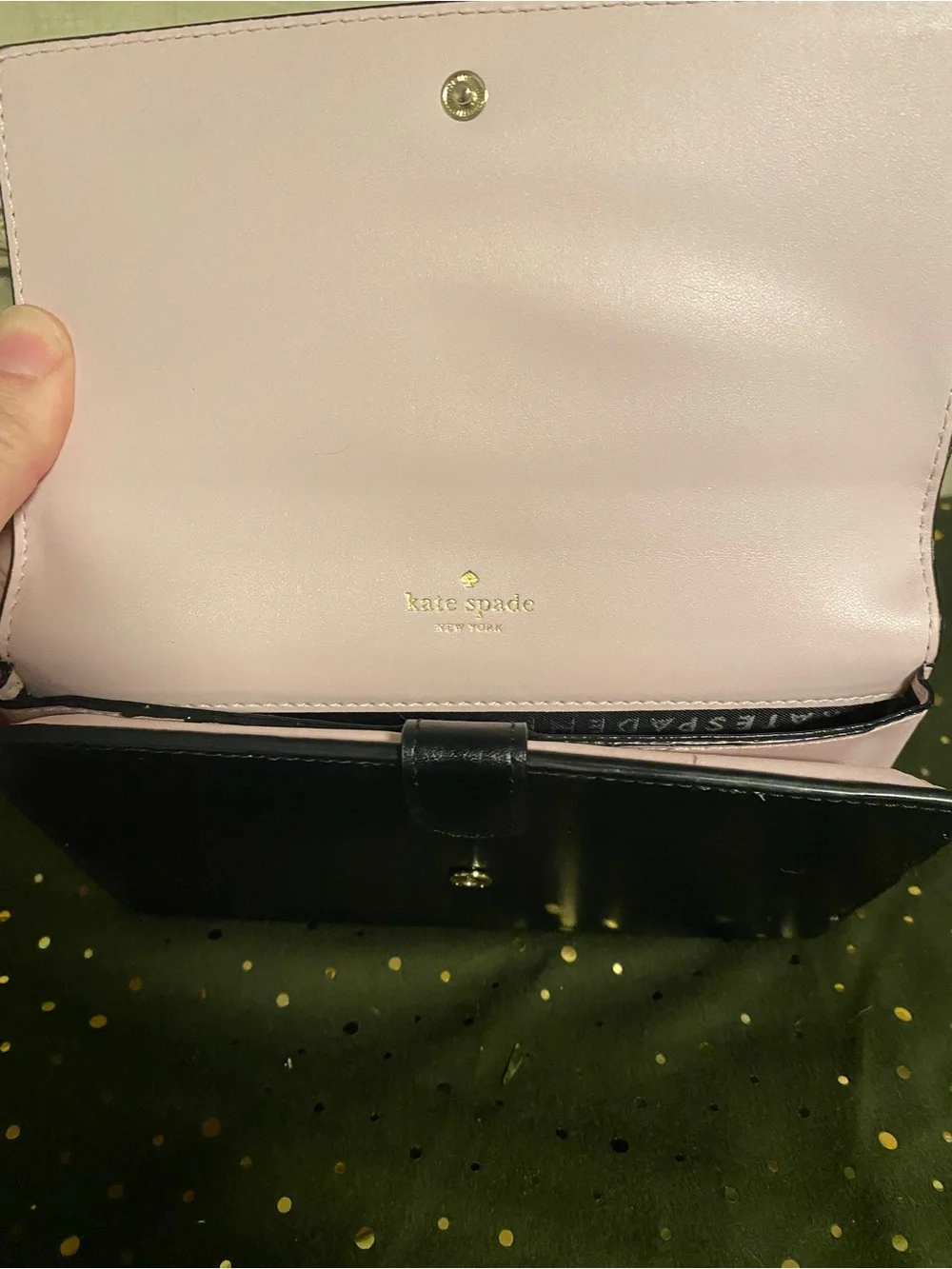 EUC kate spade Black Leather Fold-Over Wallet Clutch